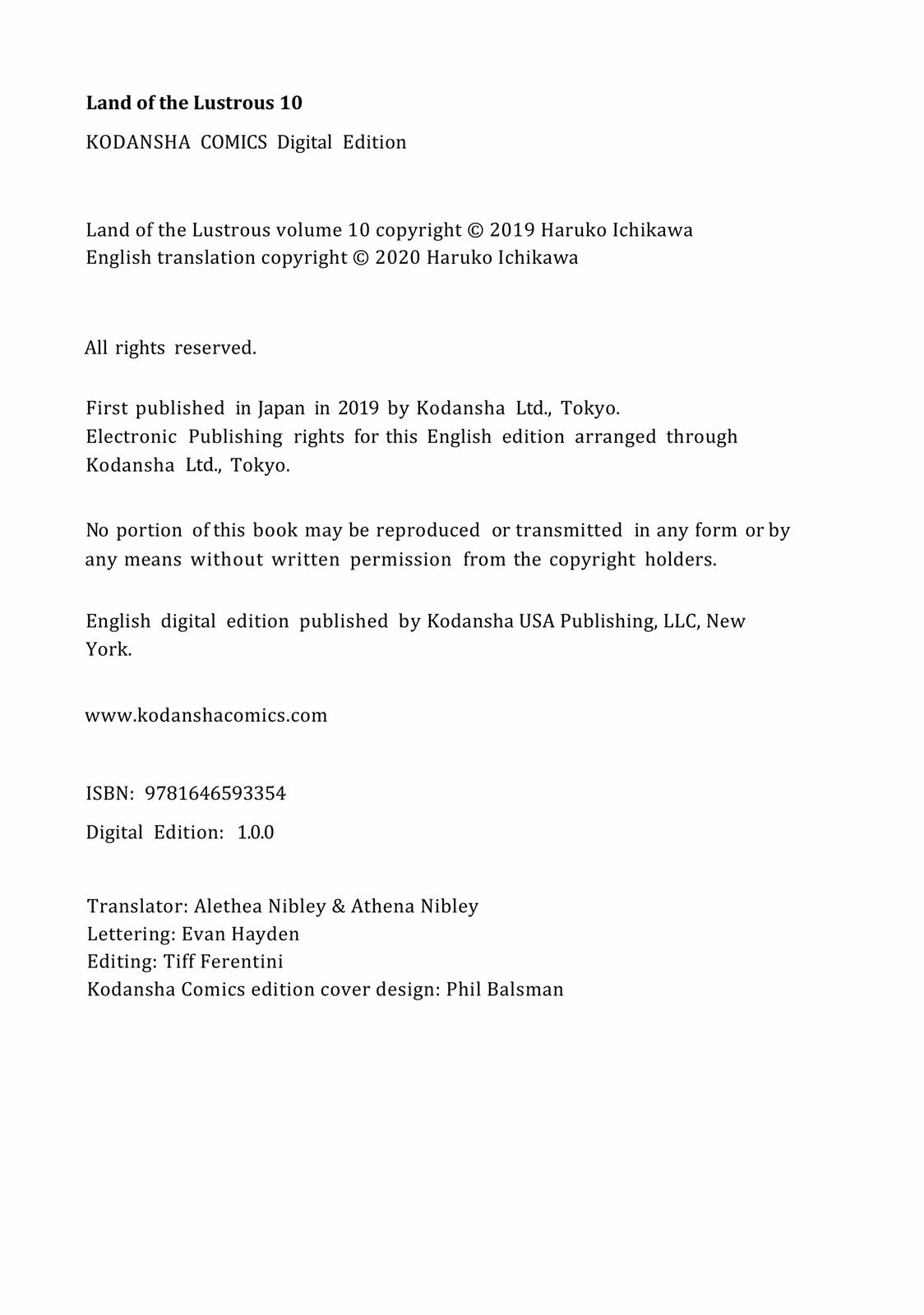 Read Land of the Lustrous EN Manga Online