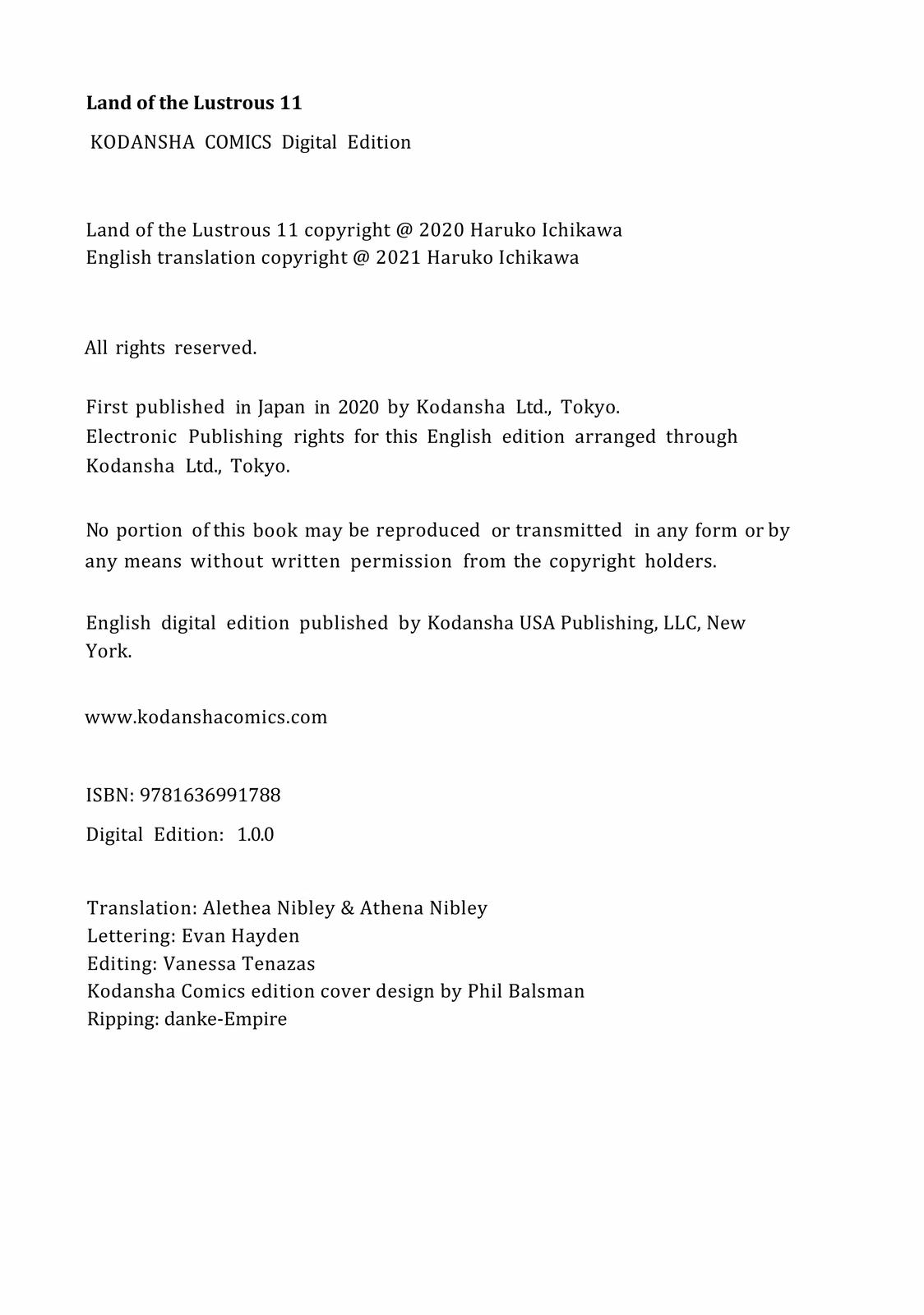 Read Land of the Lustrous EN Manga Online